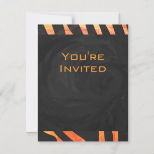 Invitation Monogramme de zèbre orange et noir