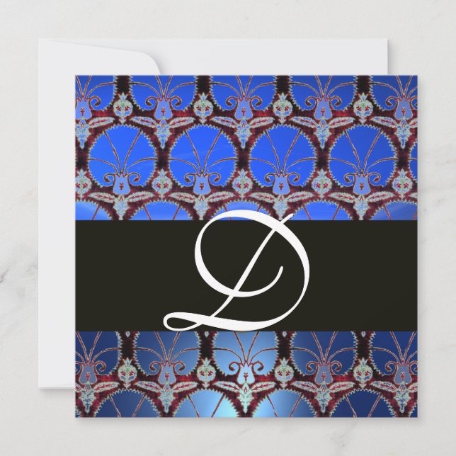 INVITATION MONOGRAMME DES CARNATIONS BLEU NOIR (Devant)