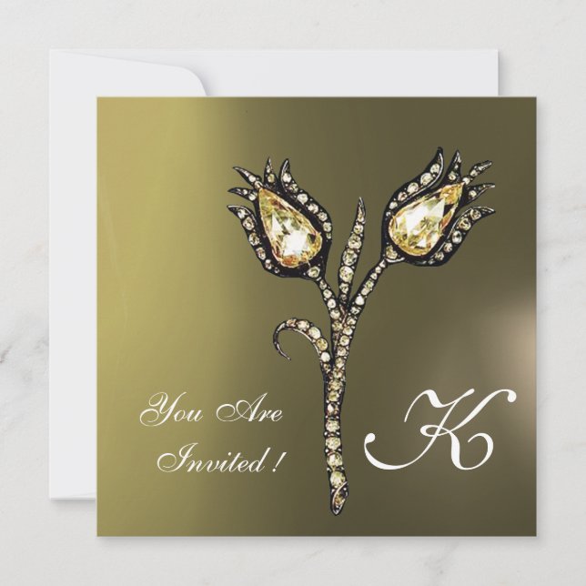 Invitation MONOGRAMME DES TULIPS DE DIAMONNE, Gray Agate (Devant)