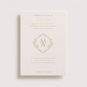 Invitation Monogramme Diamant Avec Mariage Fleurs