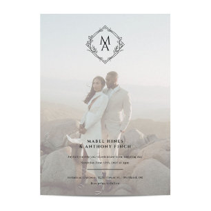 Invitation Monogramme diamant et Mariage photo