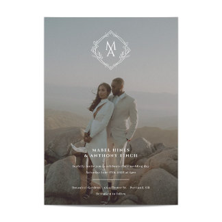 Invitation Monogramme diamant et Mariage photo