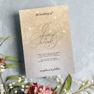 Invitation Monogramme d'or argenté dans les parties inférieur
