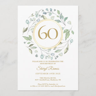 Invitation Monogramme d'or Laurel Garland 60e anniversaire