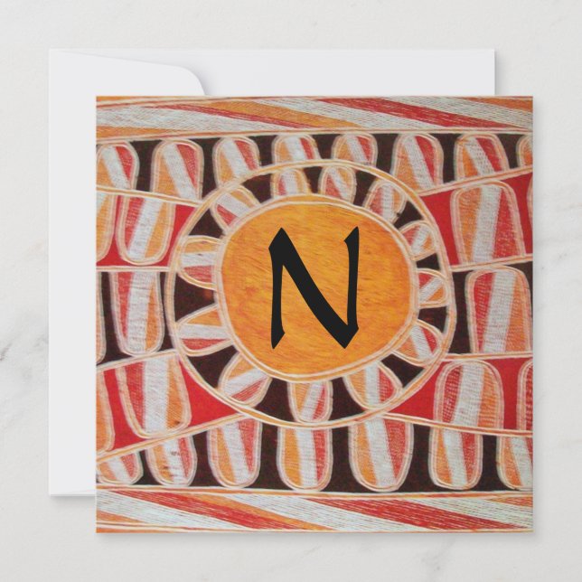 Invitation MONOGRAMME D'OR SOLAIRE, orange vif (Devant)