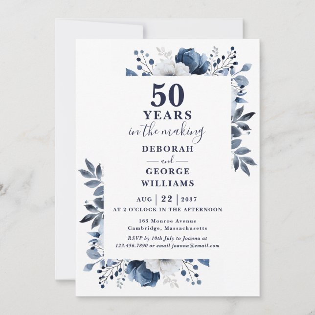 Invitation Monogramme du 50e anniversaire du Mariage de la ma (Devant)