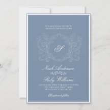 Monogramme élégant de mariage à l'encre bleue pous