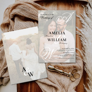 Invitation Monogramme Elegant Script Names Mariage photo