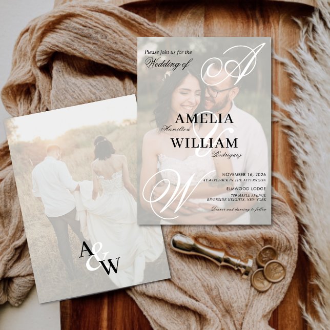 Invitation Monogramme Elegant Script Names Mariage photo (Créateur téléchargé)