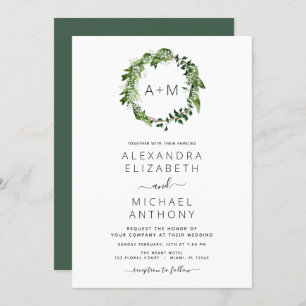 Invitation Monogramme Emerald Green Green Mariage