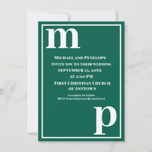 Invitation Monogramme Emerald Mariage vert très tendance