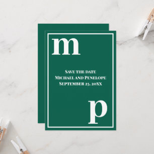 Invitation Monogramme émeraude vert tendance Enregistrer la d