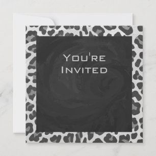 Invitation Monogramme Empreinte de léopard noir et blanc