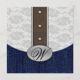 Invitation Monogramme en cuir Denim Occasions de mariage