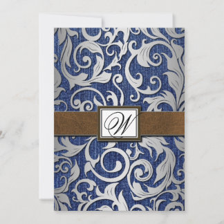 Invitation Monogramme en cuir Denim Occasions de mariage