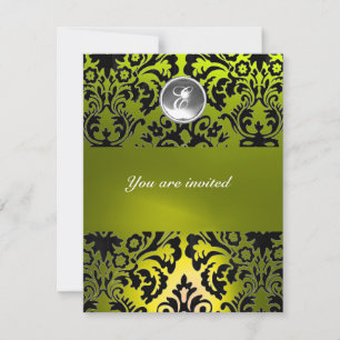 INVITATION MONOGRAMME EN PIERRE DE GEM BLACK ET JAUNE