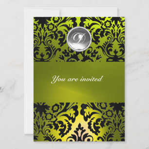 INVITATION MONOGRAMME EN PIERRE DE GEM BLACK ET JAUNE
