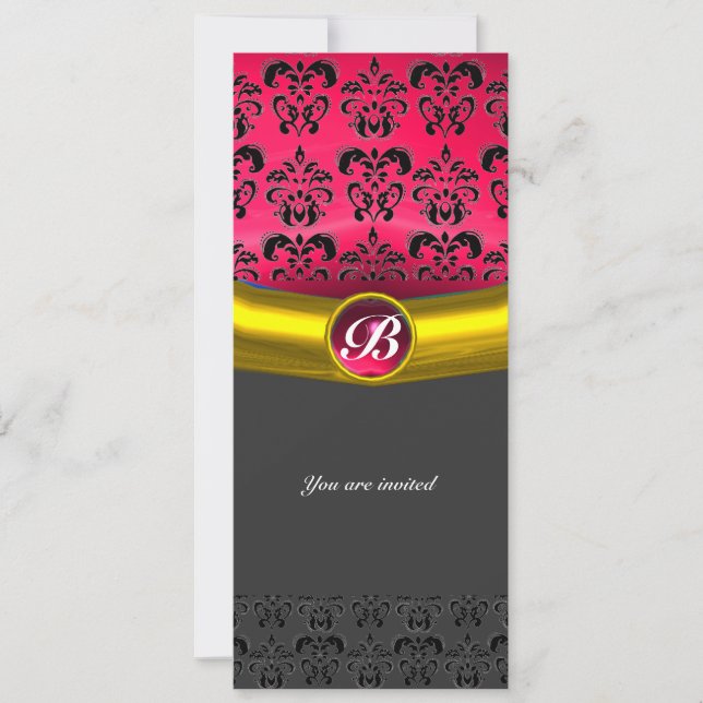 INVITATION MONOGRAMME EN PIERRE GEMME DAMASK (Devant)