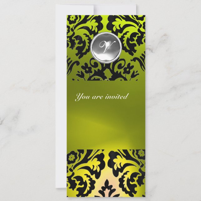 INVITATION MONOGRAMME EN PIERRE GEMME EN DAMAS NOIR ET JAUNE (Devant)