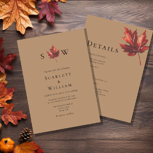 Invitation Monogramme En Terracotta Automne Simple Tout En Un