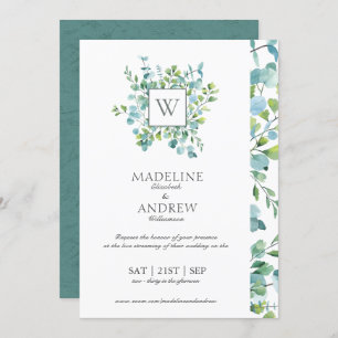 Invitation Monogramme Eucalyptus virtuel
