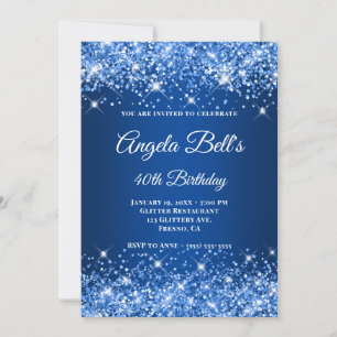 Invitation Monogramme Fancy Ombre Bleu Profond