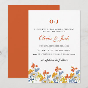 Invitation Monogramme fleur moderne Minimaliste Mariage Décon