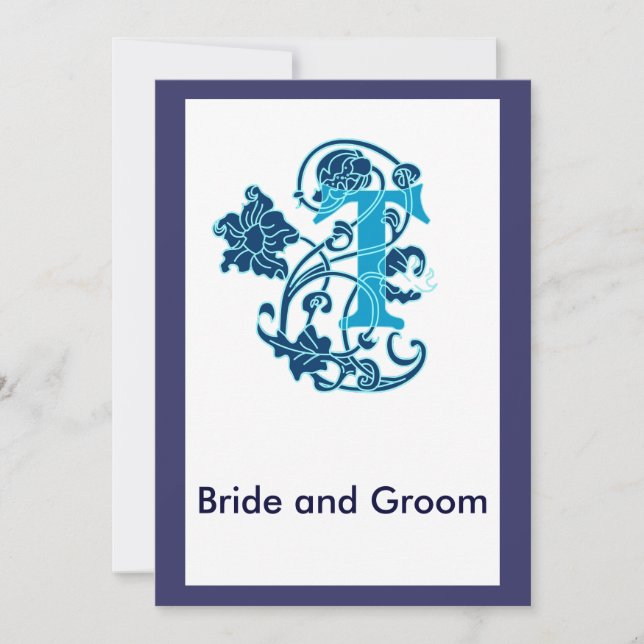 Invitation Monogramme floral Art Nouveau T (Devant)