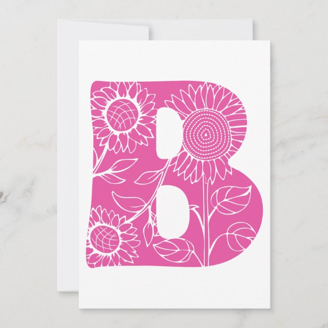Invitation monogramme floral B lettre majuscule (Devant)