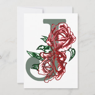 Invitation monogramme floral lettre majuscule J