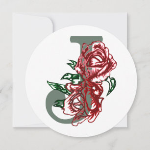 Invitation monogramme floral lettre majuscule J