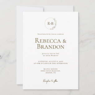 Invitation Monogramme floral minimaliste personnalisé