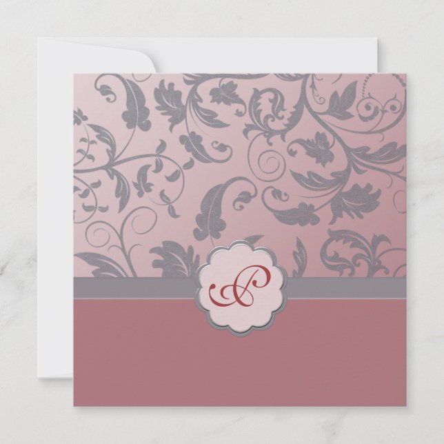 Invitation Monogramme Floral Peach (Devant)