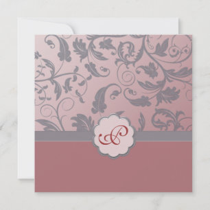 Invitation Monogramme Floral Peach
