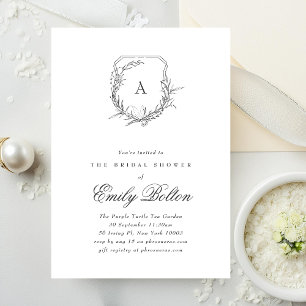 Invitation monogramme floral vintage classique