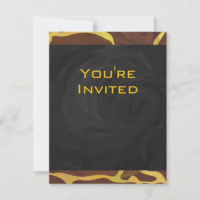 Invitation Monogramme Giraffe Brown, Impression Jaune (Devant)
