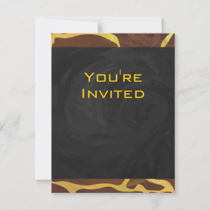 Invitation Monogramme Giraffe Brown, Impression Jaune