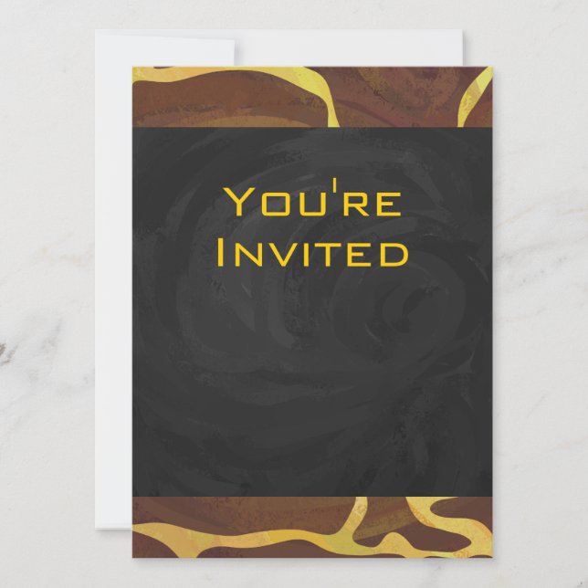 Invitation Monogramme Giraffe Brown, Impression Jaune (Devant)