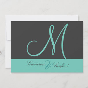 Invitation Monogramme/graphite/sarcelle d'hiver faits sur