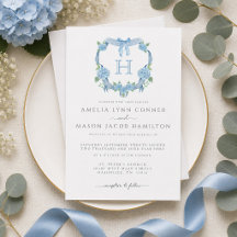 Monogramme Hydrangea Bleue Couronne Florale Mariag