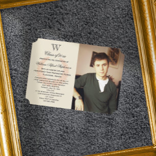 Invitation Monogramme initial unique Orange Photo Graduation