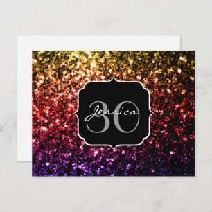 Invitation Monogramme jaune arc-en-ciel rouge violet faux pét