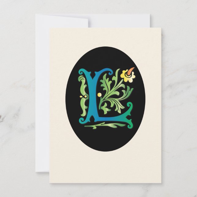 Invitation Monogramme Lettre L Fleur de lis (Devant)