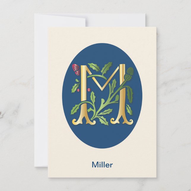 Invitation Monogramme Lettre M Fleur de lis (Devant)