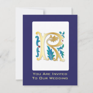Invitation Monogramme Lettre R Fleur de lis