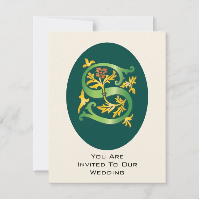 Invitation Monogramme Lettre S Fleur de lis (Devant)