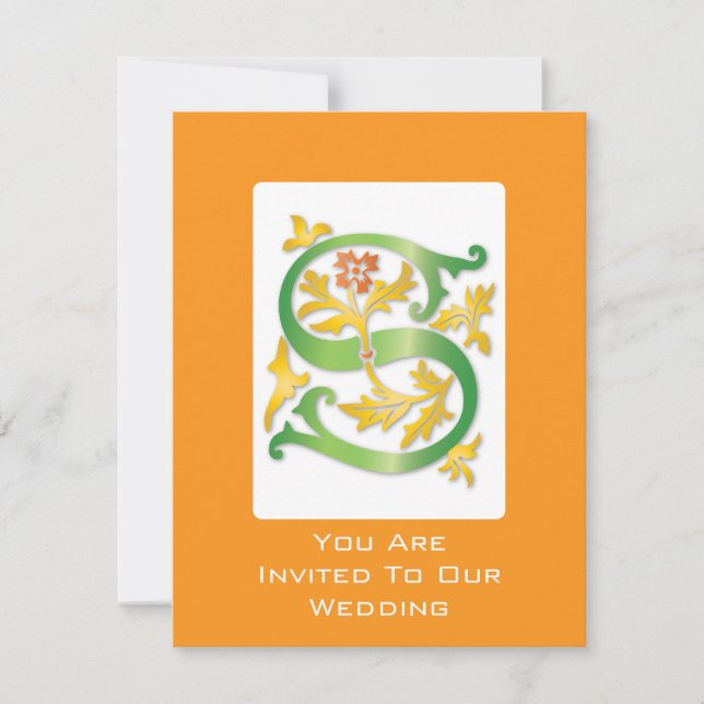Invitation Monogramme lettre S Fleur de lis (Devant)