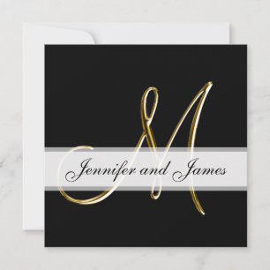Invitation Monogramme M or noir