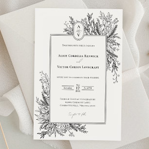 Invitation Monogramme Mariage blanc et noir