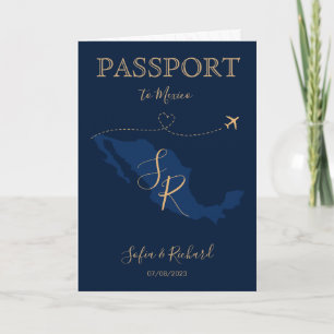 Invitation Monogramme Mariage Destination Passeport Mexique